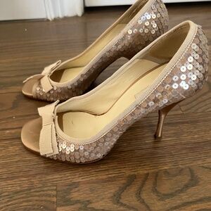 Dressy Sequin and Grosgrain Ribbon Pumps from Prada